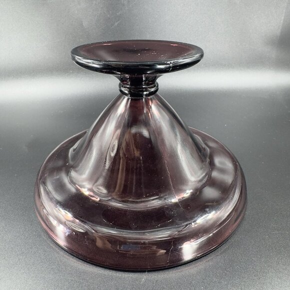 Mid Century Amethyst Footed Glass Bowl Manganese 365nm UV Glow Centerpiece Dish - Picture 13 of 13